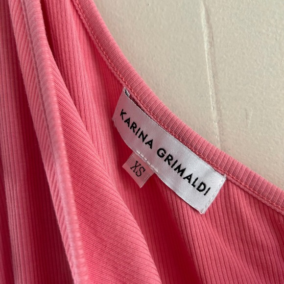 Karina Grimaldi One Shoulder Tiered Ruffle Sleeve Mini Dress in Pink sz XS - Picture 3 of 4